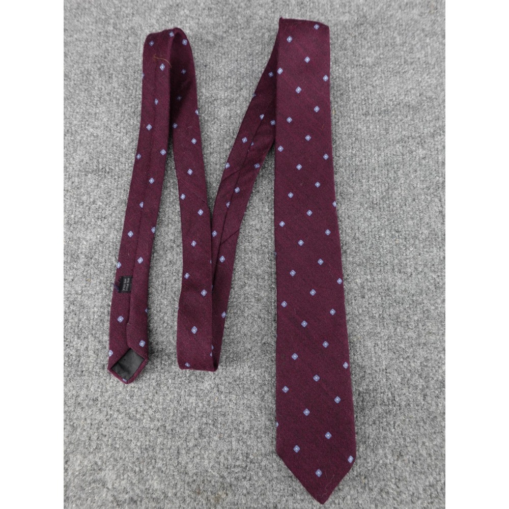 Dino Orsini Necktie Mens OS Burgundy Good‎ Wool Silk Geometric Diamond Vintage